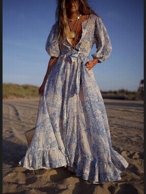 HDYWT Blue Paisley Maxi Dress - Lightweight Women's Dress size S-M New